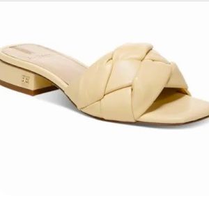 Sam Edelman DAWSON Braided Puffed Leather Slides in Eggshell nude. NWOB 9 US
